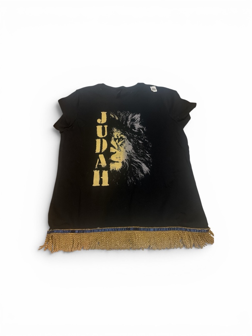 Judah Black Kids Graphic Tee with Gold Fringe